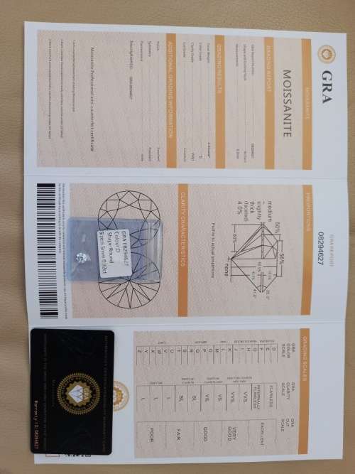 0.92ct Vvs1 Brilliant Round G Colour (GRA CERTIFIED) White Loose Moissanite