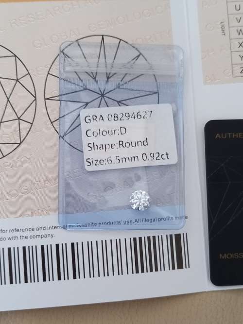 0.92ct Vvs1 Brilliant Round G Colour (GRA CERTIFIED) White Loose Moissanite