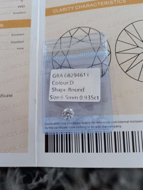 0.935ct Vvs1 Brilliant Round D Colour (GRA CERTIFIED) White Loose Moissanite