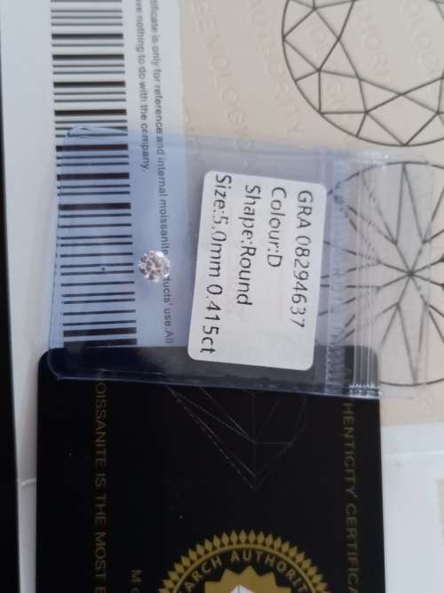 0.415ct Vvs1 Brilliant Round D Colour (GRA CERTIFIED) White Loose Moissanite