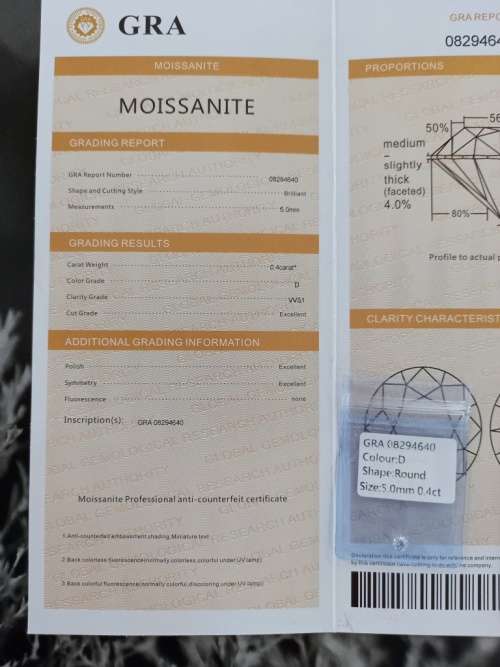 0.4ct Vvs1 Brilliant Round D Colour (GRA CERTIFIED) White Loose Moissanite