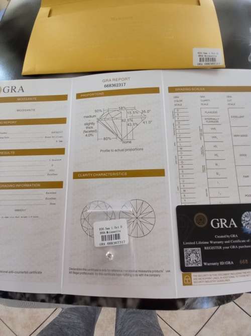 1.0ct Vvs1 Brilliant Round D Colour (GRA CERTIFIED) White Loose Moissanite