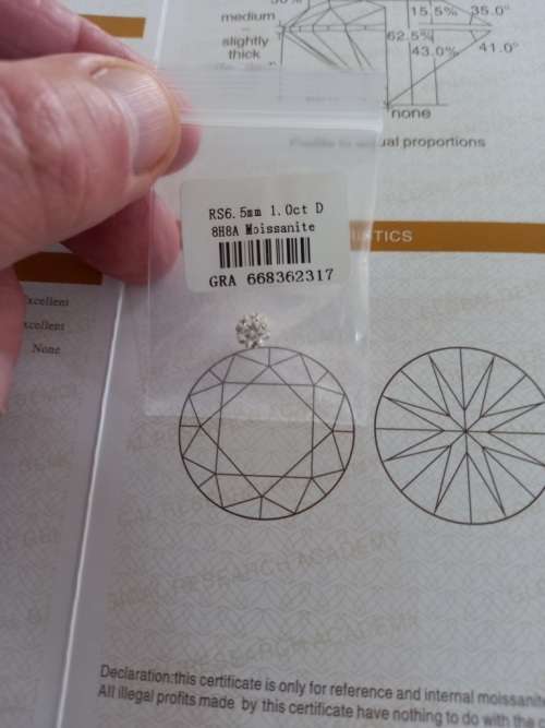 1.0ct Vvs1 Brilliant Round D Colour (GRA CERTIFIED) White Loose Moissanite