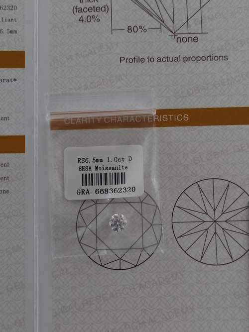 1.0ct Vvs1 Brilliant Round D Colour (GRA CERTIFIED) White Loose Moissanite