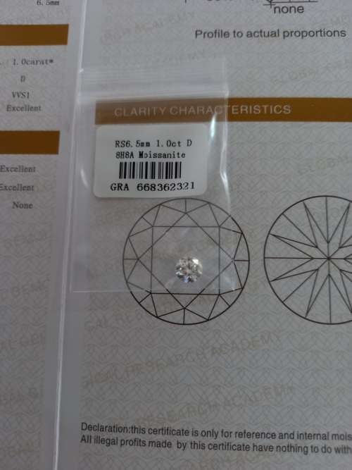 1.0ct Vvs1 Brilliant Round D Colour (GRA CERTIFIED) White Loose Moissanite