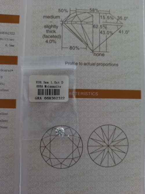 1.0ct Vvs1 Brilliant Round D Colour (GRA CERTIFIED) White Loose Moissanite