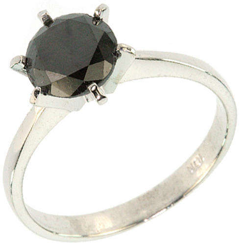 NEW!! SOLID 14KT WHITE GOLD SOLITAIRE 2.50CT GENUINE BLACK DIAMOND RING