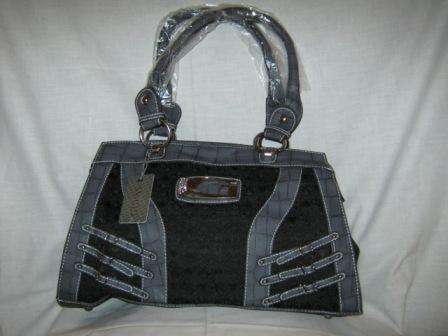 GUESS HANDBAG MOCH CROC BLACK/GREY (LARGE)