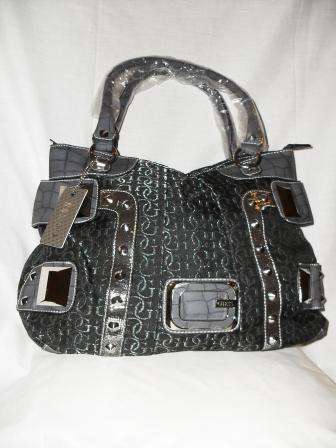 GUESS HANDBAG MOCH CROC BLACK/GREY (LARGE)