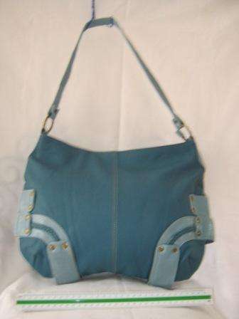 GENUINE LEATHER  AQUA AND LIGHT BLUE HAND BAG