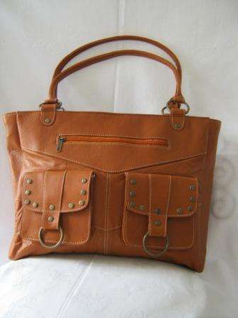 GENUINE LEATHER TAN HAND BAG