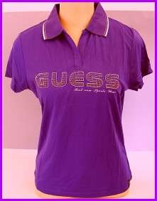 FREE SHIPPING - PURPLE GUESS GOLF SHIRT -SIZE : X-LARGE - slim fit