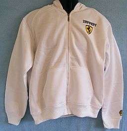 WHITE FERRARI HOODIE- Size: LARGE - SLIM FIT