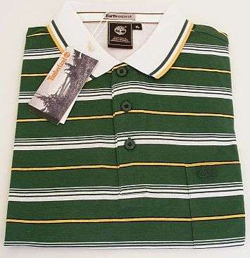 GREEN STRIPED TIMBERLAND POLO SHIRT - Size: LARGE