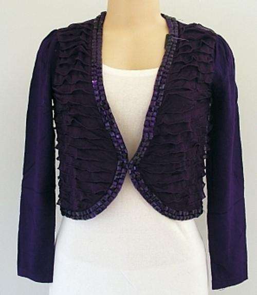 Purple Cropped jersey with beaded detail - Size: Free size (Small - Large)