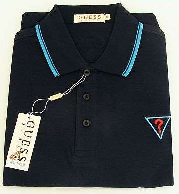 NAVY BLUE GUESS POLO SHIRT- SIZE: MEDIUM- slim fit