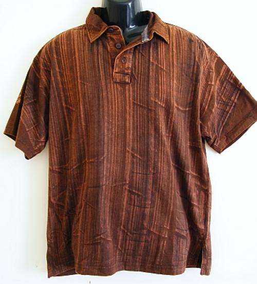 IMPORTED BROWN ACID WASH POLO SHIRT : size: LARGE