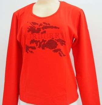 RED BURBERRY LONG SLEEVE T-SHIRT : X-LARGE