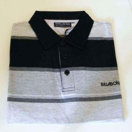 BLACK STRIPED BILLABONG GOLF SHIRT - Size: X-LARGE - slimfit