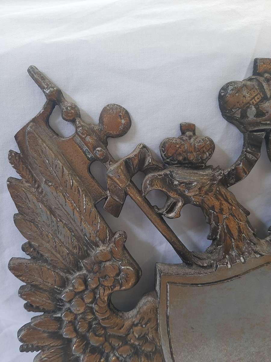DOUBLE EAGLE SHIELD METAL WALL HANGING CREST