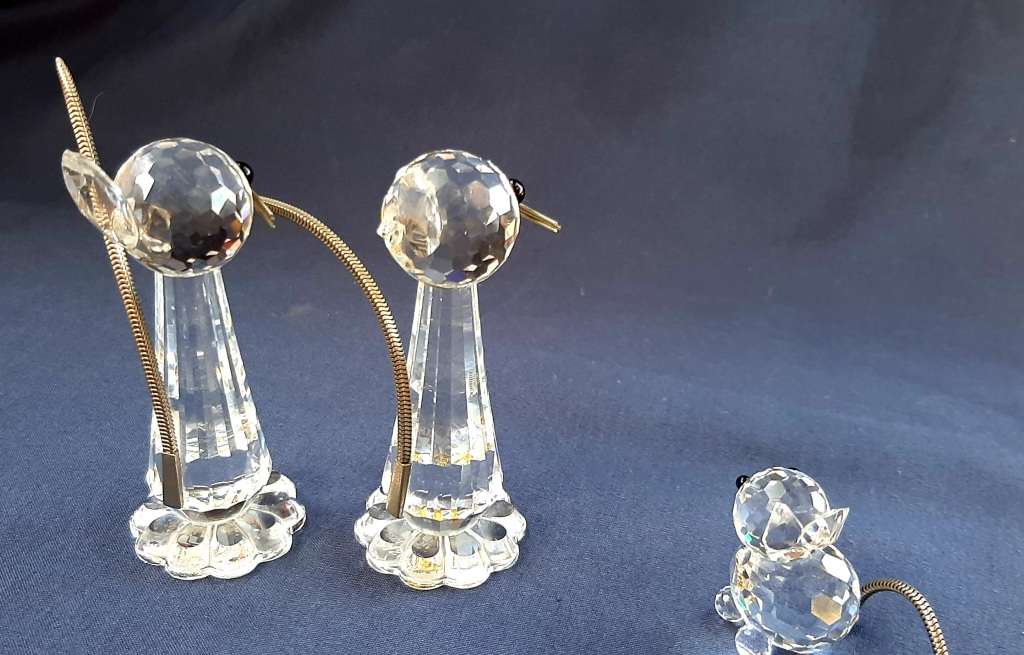 SET OF 3 AUSTRIAN SWAROFSKI CRYSTAL CATS
