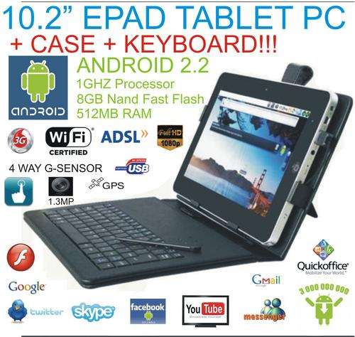 2011 NEW 10.2" ANDROID 2.2 TABLET PC WITH KEYBOARD AND CASE - ***LOCAL STOCK***
