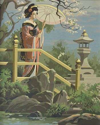 An original oil painting of a Japanese lady