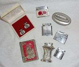 SOME VINTAGE LIGHTERS , CUFFLINKS , BOOK BOX - LIGHTERS NOT WORKING