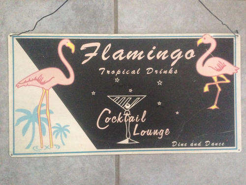 Vintage Style Flamingo Cocktails Sign