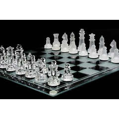 GLASS CHESS SET- frosted & clear pieces**Just Arrived** Fantastic Gift