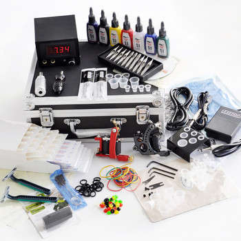 2 Guns Tattoo Kit with 2 Grips and 7 Colors Ink
