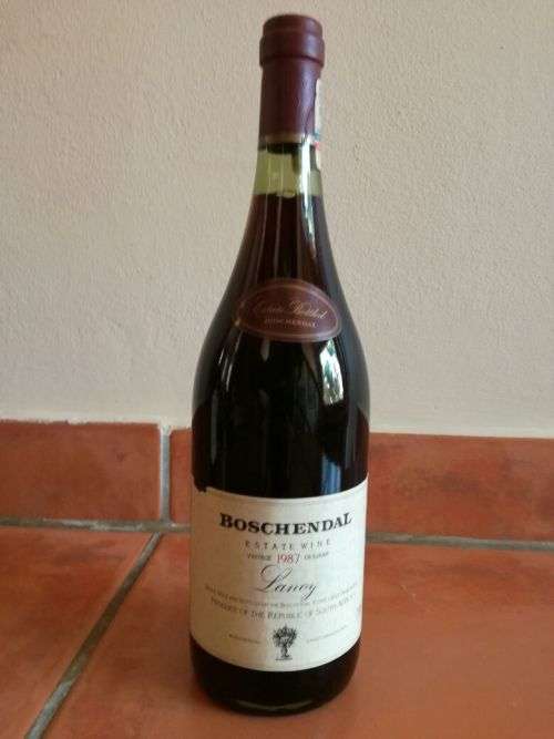 Collectors Wine + Wine Holder!! ALMOST 30 YEARS OLD!! Boschendal Estate Wine Vintage 1987 - Lancy