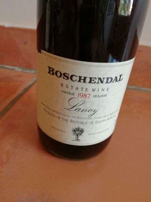 Collectors Wine + Wine Holder!! ALMOST 30 YEARS OLD!! Boschendal Estate Wine Vintage 1987 - Lancy