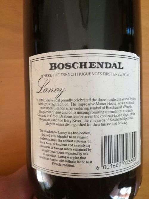 Collectors Wine!! ALMOST 30 YEARS OLD!! Boschendal Estate Wine Vintage 1987 - Lanoy