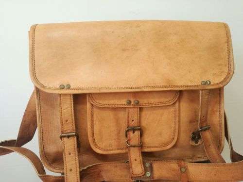 BRAND NEW Light Brown Genuine Leather Laptop / Carry / Messenger Bag - Great Price!!