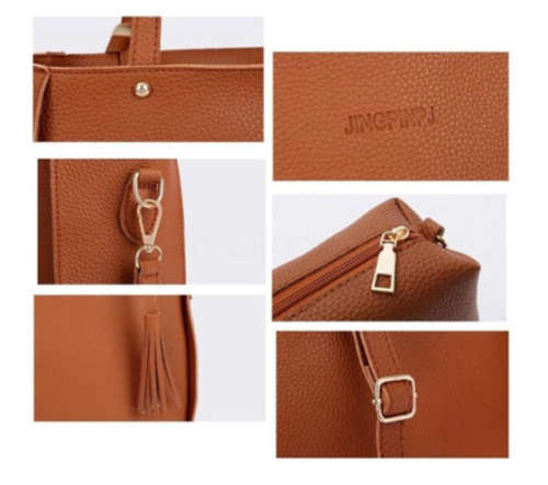 4 Piece RED Women's PU Leather Handbag Set (Shoulder Bags Handbag Clutch Handbags Purses Wallets)