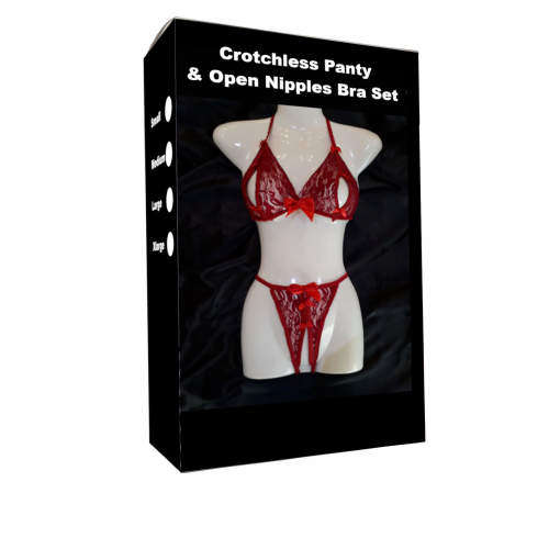 Crotchless Bra & Panty Set LARGE