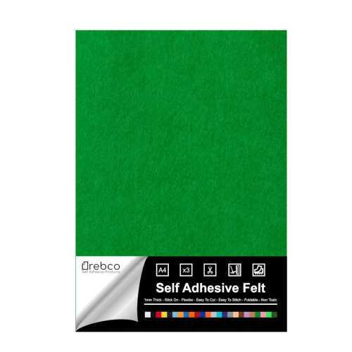 Self Adhesive Felt A4 GREEN - 3 pack