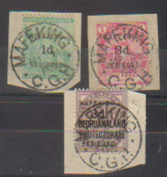 CV ++R3 645.00 VFU Mafeking on piece. SG1,3,7