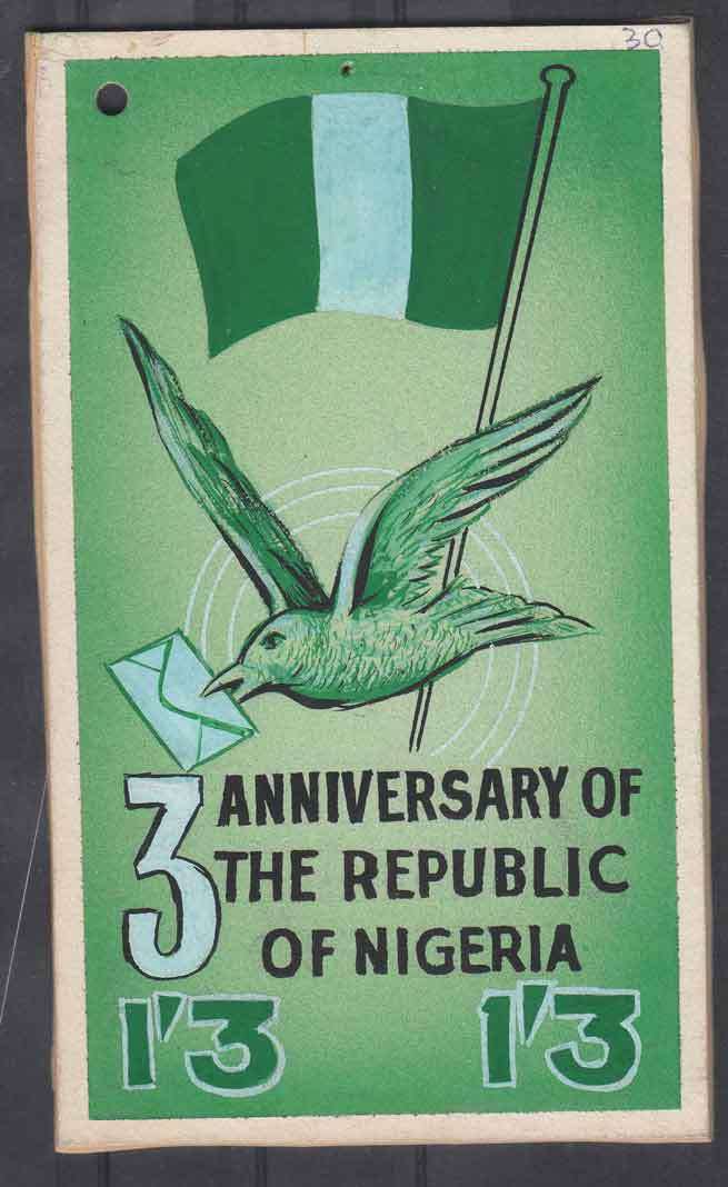 Scarce and unique Nigeria 1963 Republic Day Art work