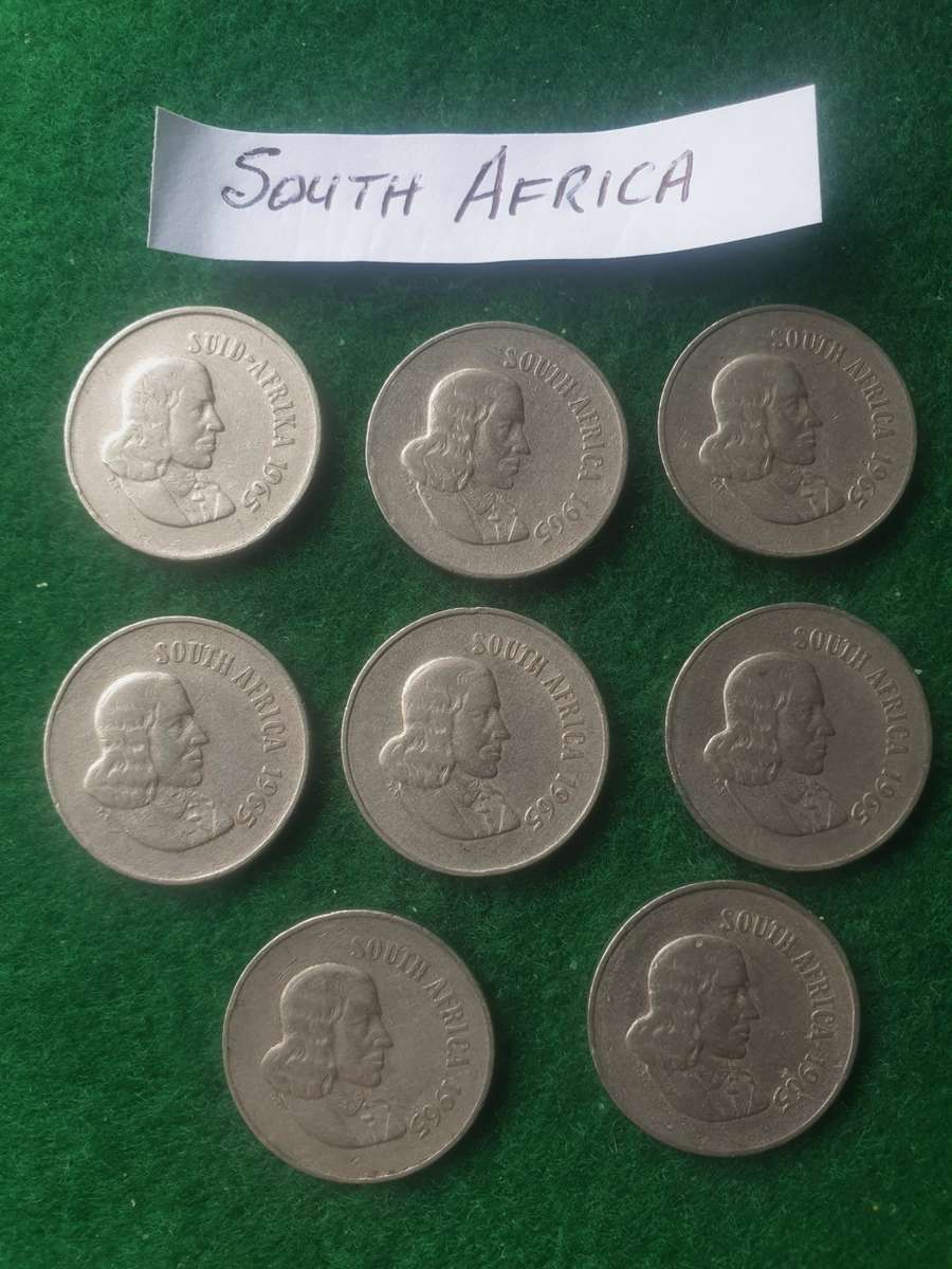 8 x South African 10 cent coins (1965)