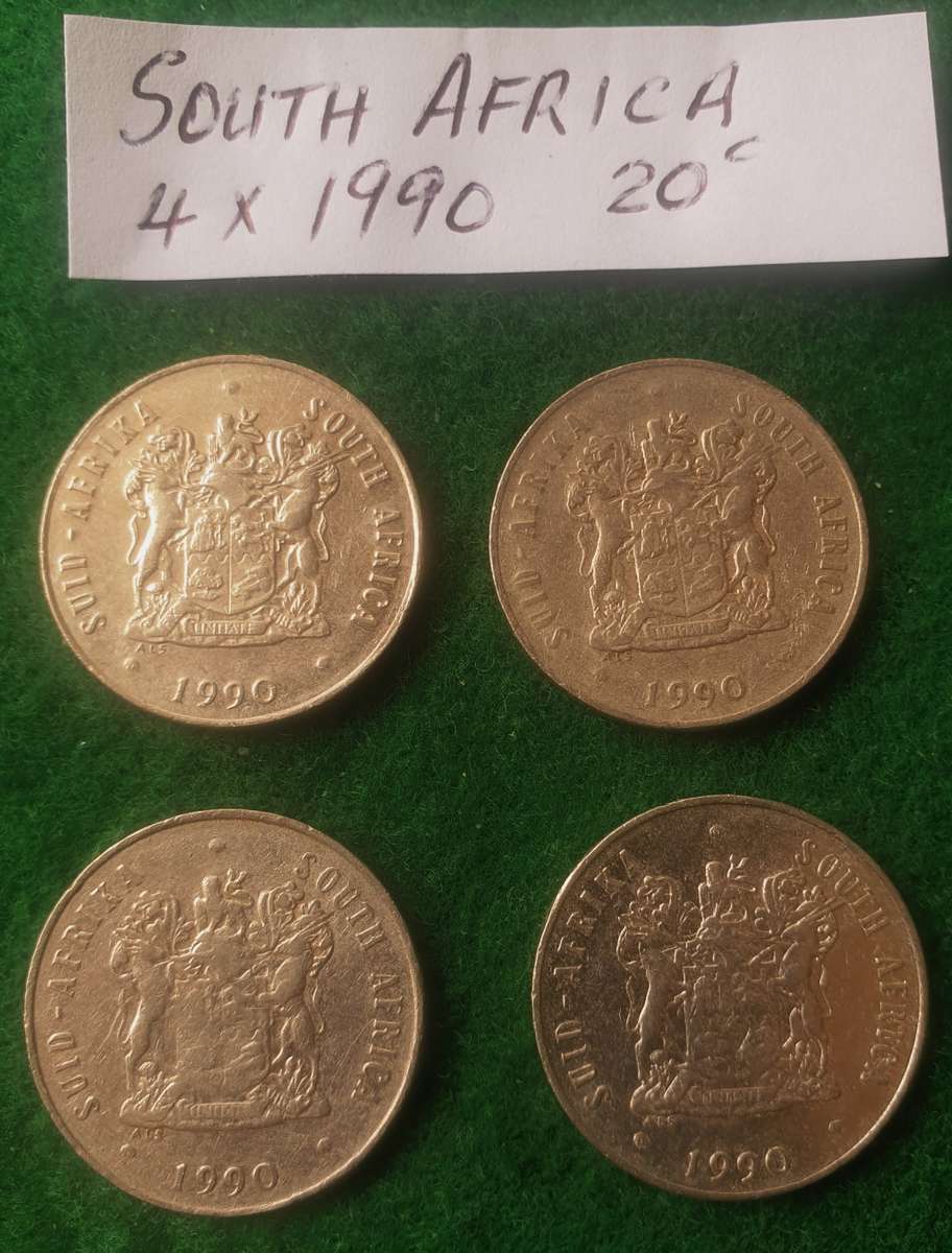 22 x South African 20 cent coins