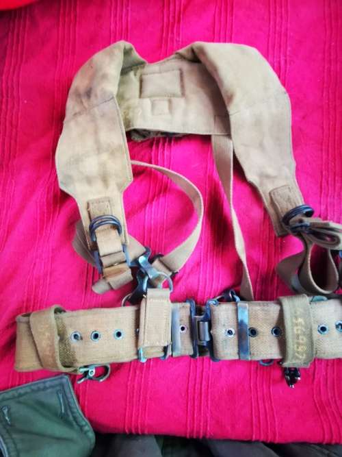 Patt 64 Rhodesian army yoke, belt plus all clips