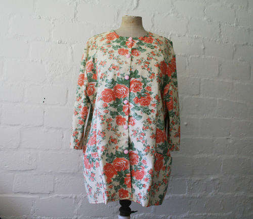 VINTAGE OVERSIZED FLORAL BLAZER WITH POCKETS SIZE L