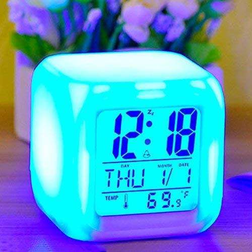 L.O.F Lords of Fashion LED Color Changing Digital Alarm Clock with Date Time and Temperature