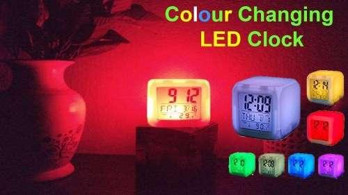 L.O.F Lords of Fashion LED Color Changing Digital Alarm Clock with Date Time and Temperature