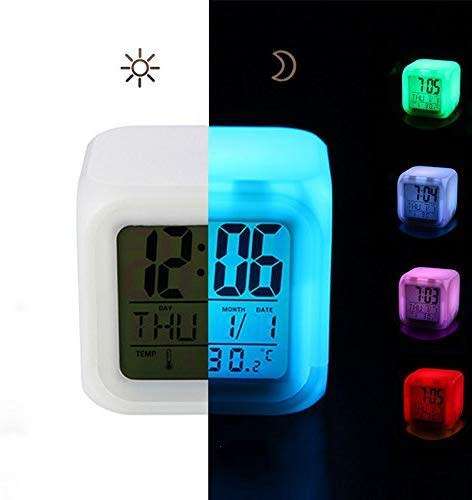 L.O.F Lords of Fashion LED Color Changing Digital Alarm Clock with Date Time and Temperature