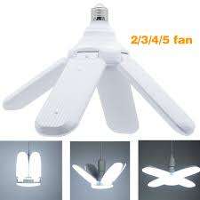 E27 Fan Blade LED Light Bulb 60W 4 Blade Folding Garage Lamp 110-265V Adjustable Ceiling Lighting