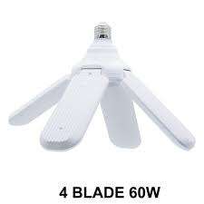 E27 Fan Blade LED Light Bulb 60W 4 Blade Folding Garage Lamp 110-265V Adjustable Ceiling Lighting