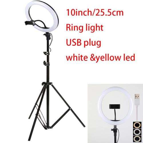 10 Inch LED Ring Light Dimmable Desktop Selfie Light Tripod Stand for YouTube Tiktok Video Live Stre